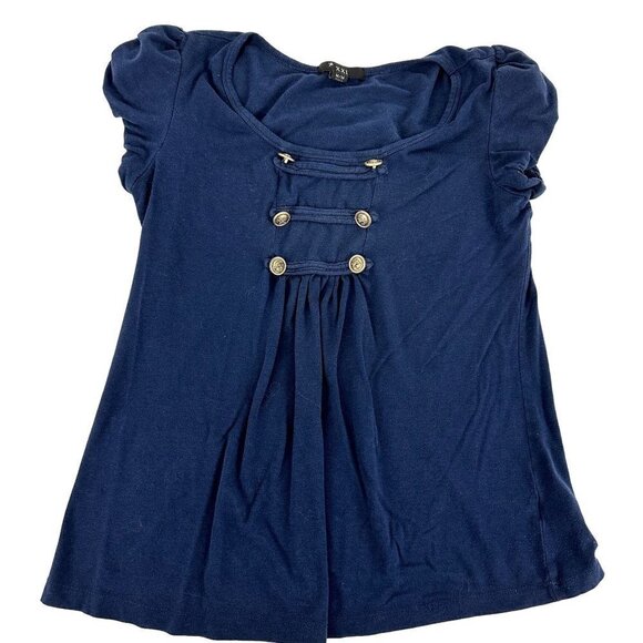 Forever 21 Nautical Gold Colored Button Soft Dressy T-shirt Modal Cotton Blend M - Picture 1 of 5